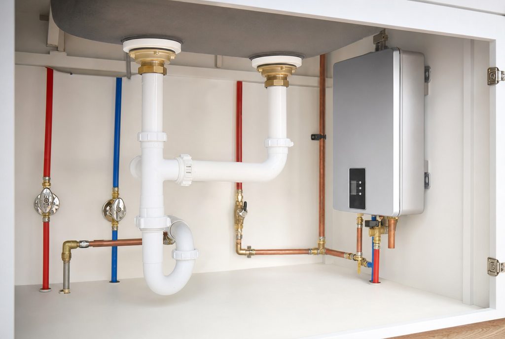 New plumbing supply lines and tankless water heater