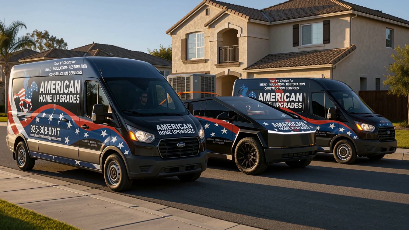 American Home Upgrades truck arriving at a customer's home
